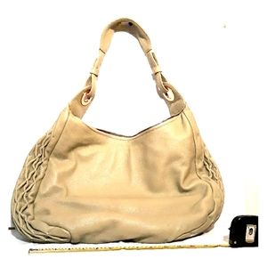 Goldenbleu large pale green taupe leather hobo!